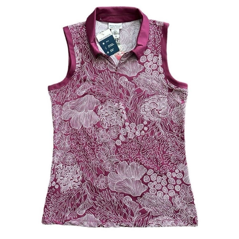 Tommy Bahama Golf Tennis Pickleball UPF Polo Shirt Berry Small NWT